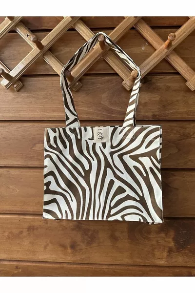 Fimu Mini Coffee Zebra Accordion Fabric Bag