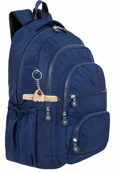 حقيبة ظهر فاخرة من قماش كرينكل للمرحلة الثانوية والمتوسطة، حقيبة مدرسة كرينكل، مع هدية ميدالية على شكل قرد