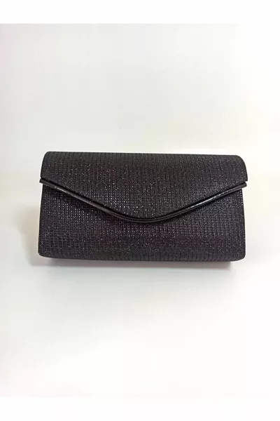 Women's black glitter-trim evening bag