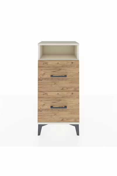 Arges Nightstand Single Shelf 2 Drawers Moonstone-Pine