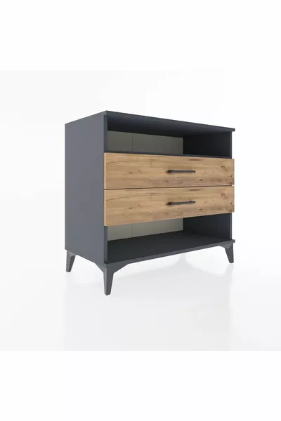 خزانة هايبرينون بدرجين ورف واحد أنثراسيت-صنوبر