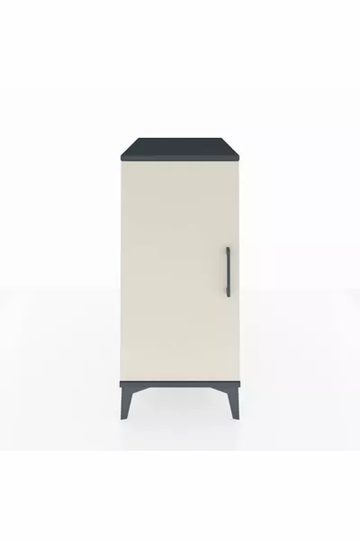 خزانة جانبية كرونوس بطابقين و باب واحد، أنثراسيت-حجر رملي