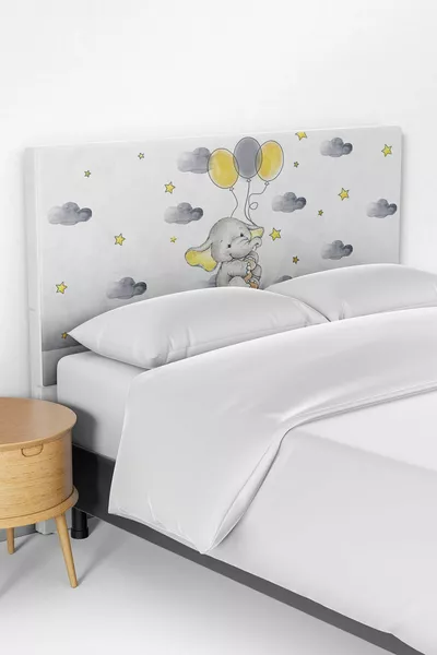 غطاء رأس سرير غرفة أطفال بنقشة البالون والفيل