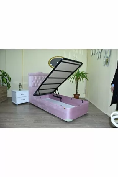 Boxspring Hoofdbord Veulen Dons Roze Stof Boxspring Gevoerd Hoofdbord *