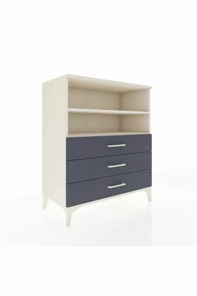 Comò Hyperion con 2 Ripiani e 3 Cassetti Ametista-Antracite