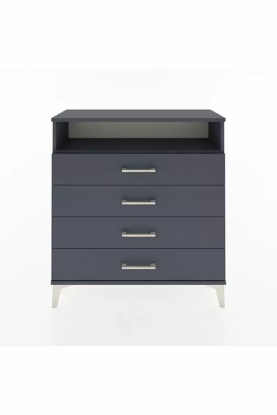 خزانة أرجس بدرجين وأرفف واحدة - أنثراسيت