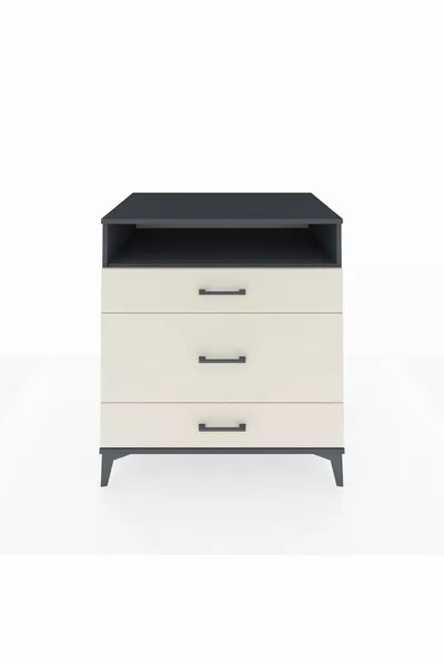 Kronos Şifonyer Tek Raflı 3 Çekmeceli  Antrasit-Aytaşı