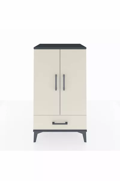 خزانة جانبية هايبرين مع رفوف 3 ودرج واحد و2 أبواب، رمادية فحمية-حجرية