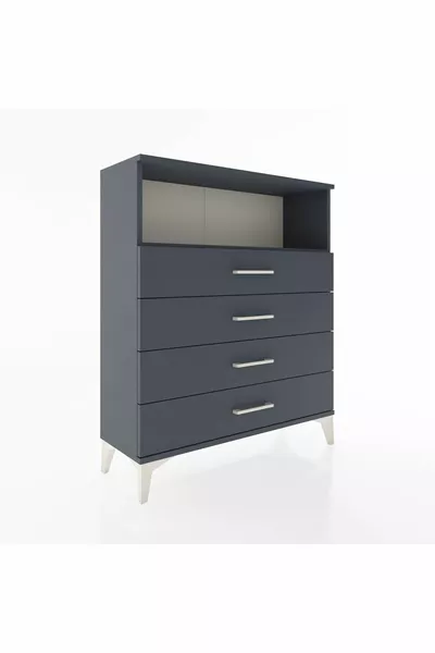 خزانة أرجس بدرجين وأرفف واحدة - أنثراسيت