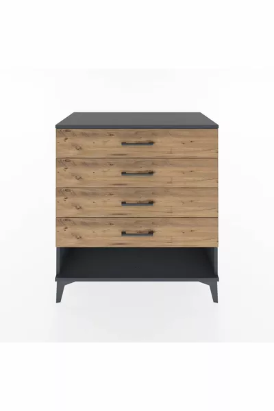 خزانة أدراج هيفريون 4 أدراج أنترسايت-صنوبر