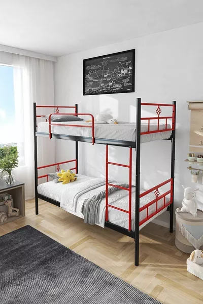 Кровать-чердак Koza Ranza, совместимая с кроватью, красная, съемная, металлическая