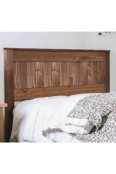 Natura Klass Walnut Natural Solid Wood Bed Frame Mattress Base Headboard