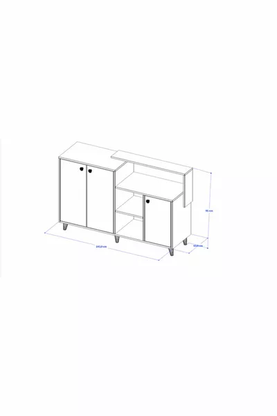 Siena Dressoir / Console - Antraciet / Wit - 4 Deuren