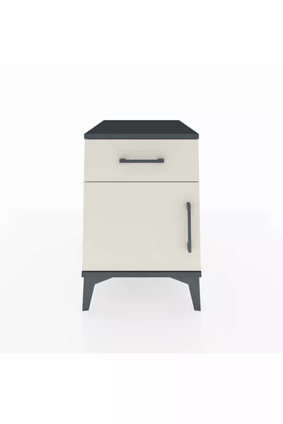 Kronos Komodin Tek Raflı Tek Çekmeceli Tek Kapaklı  Antrasit-Aytaşı