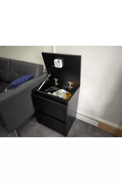 RFID Locked Nightstand with Hidden Compartment (NO ASSEMBLY REQUIRED)