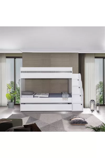 سرير بطابقين، سرير بطابقين أبيض مع سرير صغير