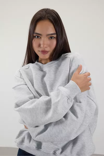 Sweatshirt basique en molleton à col rond 