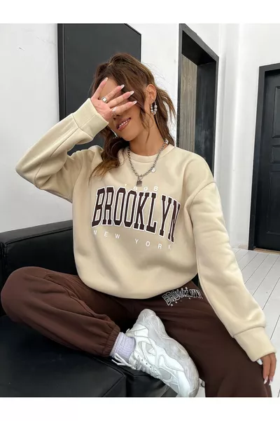 3-Ply Crew Neck Brooklyn Printed Oversized Tracksuit