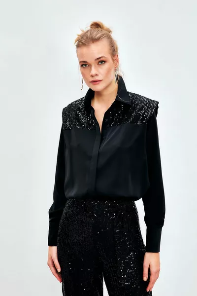 Vatkalı Salaş Gömlek - SİYAH