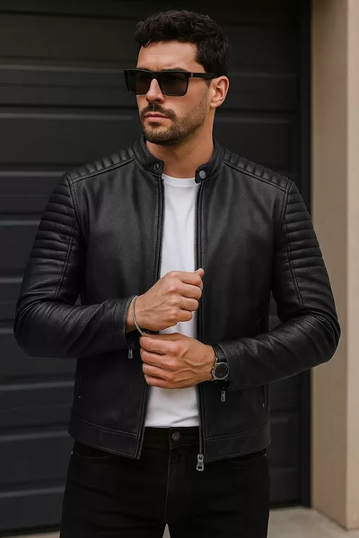 سترة جلدية ضيقة للرجال