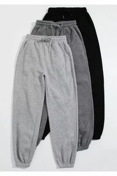Pantaloni da jogging jogger con vestibilità comoda, stagionali, fondo elasticizzato, PACCHETTO SCONTATO, serie da 3