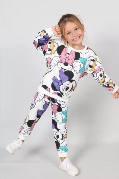 Winter Cartoon Pattern Girls' Outfit