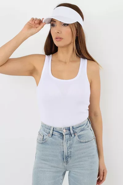 Women's Cotton Premium Texture White Cotton Basic Ribbed Tank Top