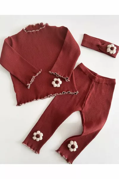 Kız Bebek Çocuk Fitilli Bandanalı Alt Üst Takım