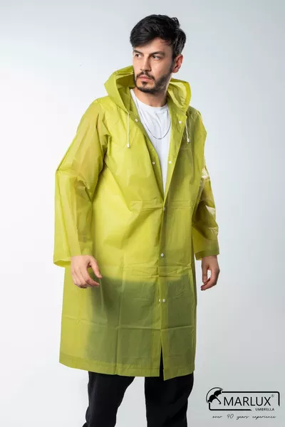 Kadın Erkek Yağmurluk Kapüşonlu Çıtçıtlı Eva Haki Yağmurluk 