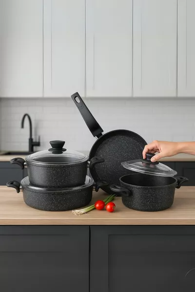 Diez 7-teiliges Granittopf-Set - Schwarz