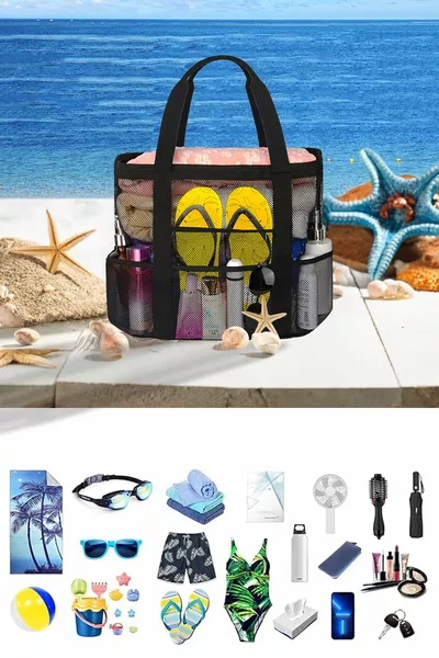 كبيرة الحجم الرمال طارد صافي المرأة حقيبة شاطئ البحر