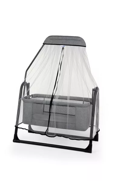 Culla per neonati con cesto in tulle Sude, culla oscillante con tulle