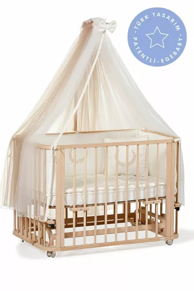 Set di Culla in Legno Naturale (BL) X - lettino, letto, parco giochi, letto Montessori Junior