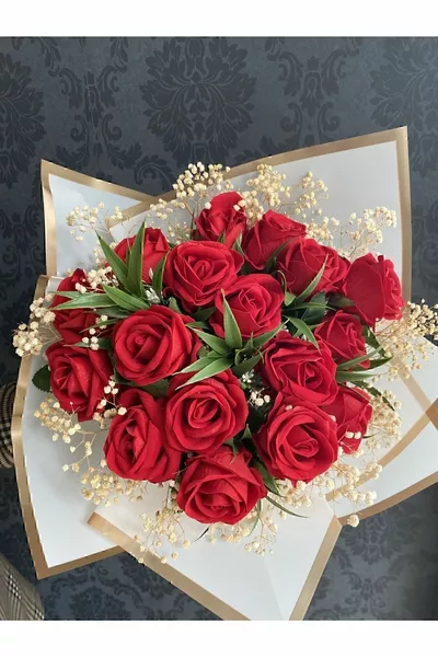 Bouquet de  roses en velours artificiel réaliste - Fleurs pour demander la main