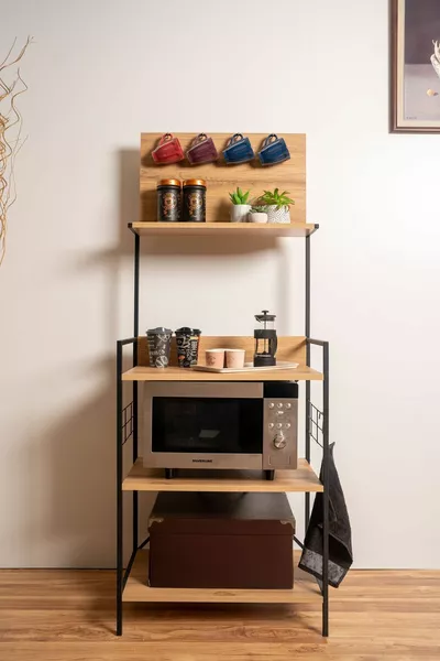 Многофункционален кухненски органайзер за банго, кът за кафе, кухненски подредител, декоративна помощна плотова стойка за микровълнова фурна