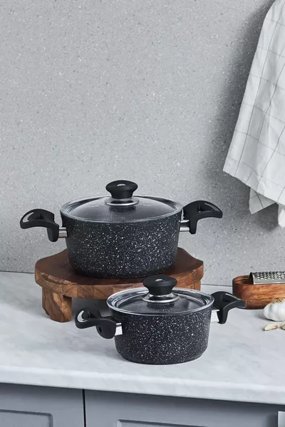 Defne Bio Granite 4-Piece Midi Cookware Set Black