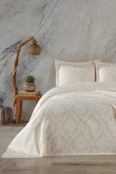 Dora Çift Kişilik Yatak Örtüsü Seti (krem)