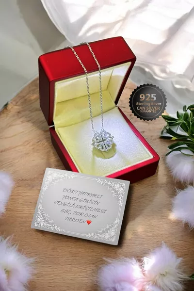 Love Necklace |  Sterling Silver Magnetic Open-Close Clover Necklace - Gift Wrapped