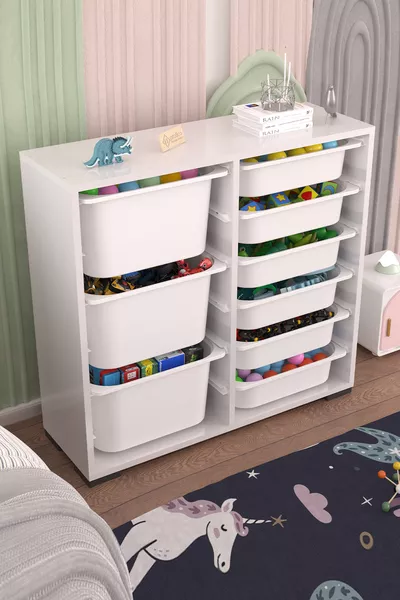 خزانة ألعاب متعددة الاستخدامات كارلا بسبع رفوف