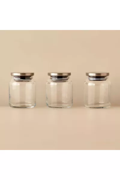 Set de 3 bocaux avec couvercle métallique Jely Naturel ( CC)