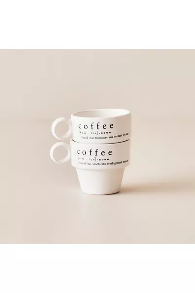 Керамично еспресо Coffeeaholic комплект от 2 черни чаши ( мл)