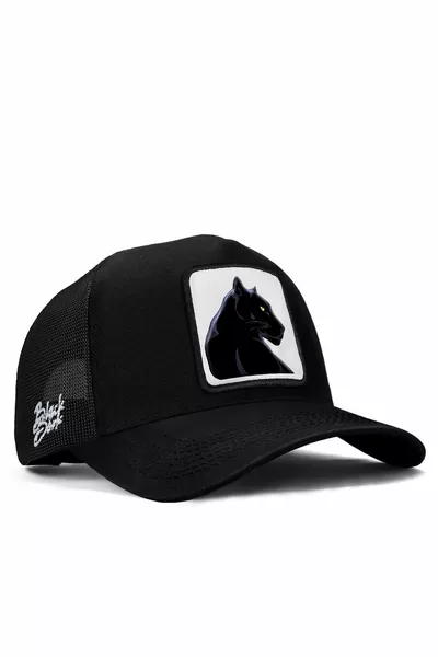 Black Trucker Hat with Panther Logo