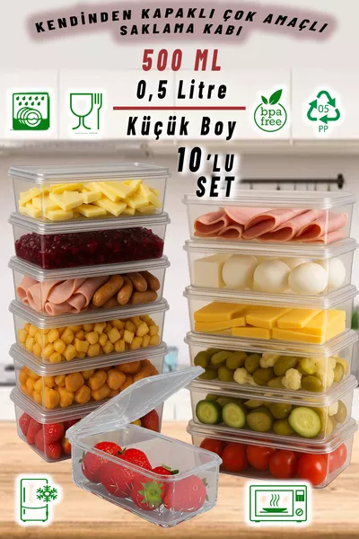 0,5 л  бр. Микровълнова кутия с капак, органайзер за дълбок замразяващ шкаф