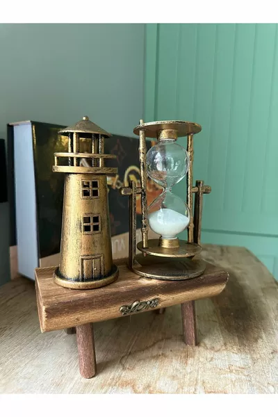 Wooden Decorative Hourglass Lighthouse Decor Office Gift