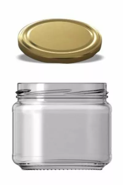 Bocaux en verre Şişecam  cc avec couvercle doré Magnolia-miel, lot de 