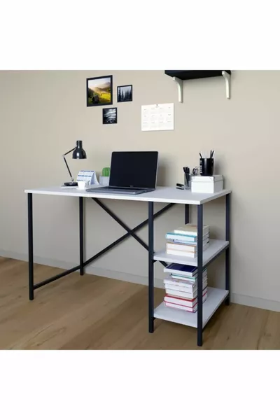 ODİNA 2 Regal Metall-Schreibtisch Weiß