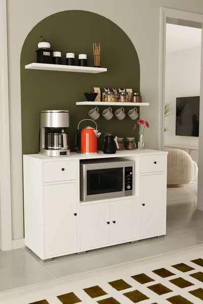 Koffiehoek Meervoudig Doel Kast Magnetron Onder Keukenkast Onderkast Wit