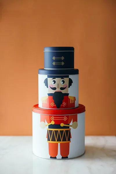 Комплект метални кутии за съхранение и бисквити с трима войничета - Коледна украса - Коледен подарък