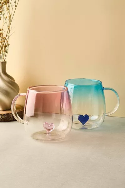 كوب زجاجي مزدوج الحب  مل