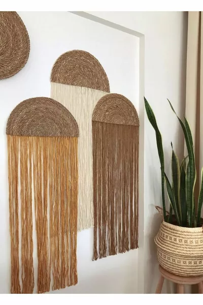 Triple Bohemian, Retro Style Macrame Wall Hanging Bohemian Decor (W  CM H  CM)